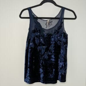 Free People Velvet/Mesh Tank Top Cami S